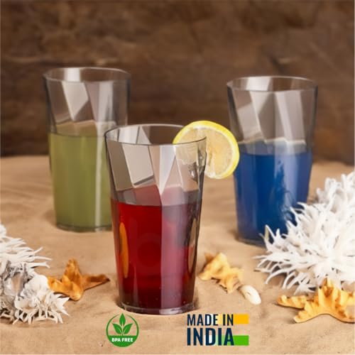 Image of ClearTwist Set of 6 Plastic Glasses - 300 ml, Unbreakable, BPA Free, Multipurpose for Water, Juice, Cocktails, Lightweight and Transparent Design, Ideal for Home, Office, Cafes, Restaurants