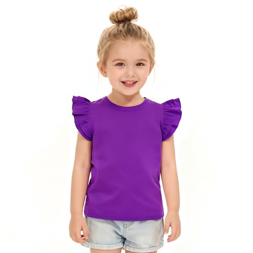 Image of LYSMuch Toddler Girls Short Sleeve Ruffle Basic Blouse