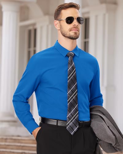 Image of Men's Dress Shirts Long Sleeve Wrinkle Free Business Button Down Shirt | Regular Fit, Adjustable Cuffs, Spread collar, Skin-Friendly, Casual, Easy Care, Regular Fit, for Wedding Vacation Work Office