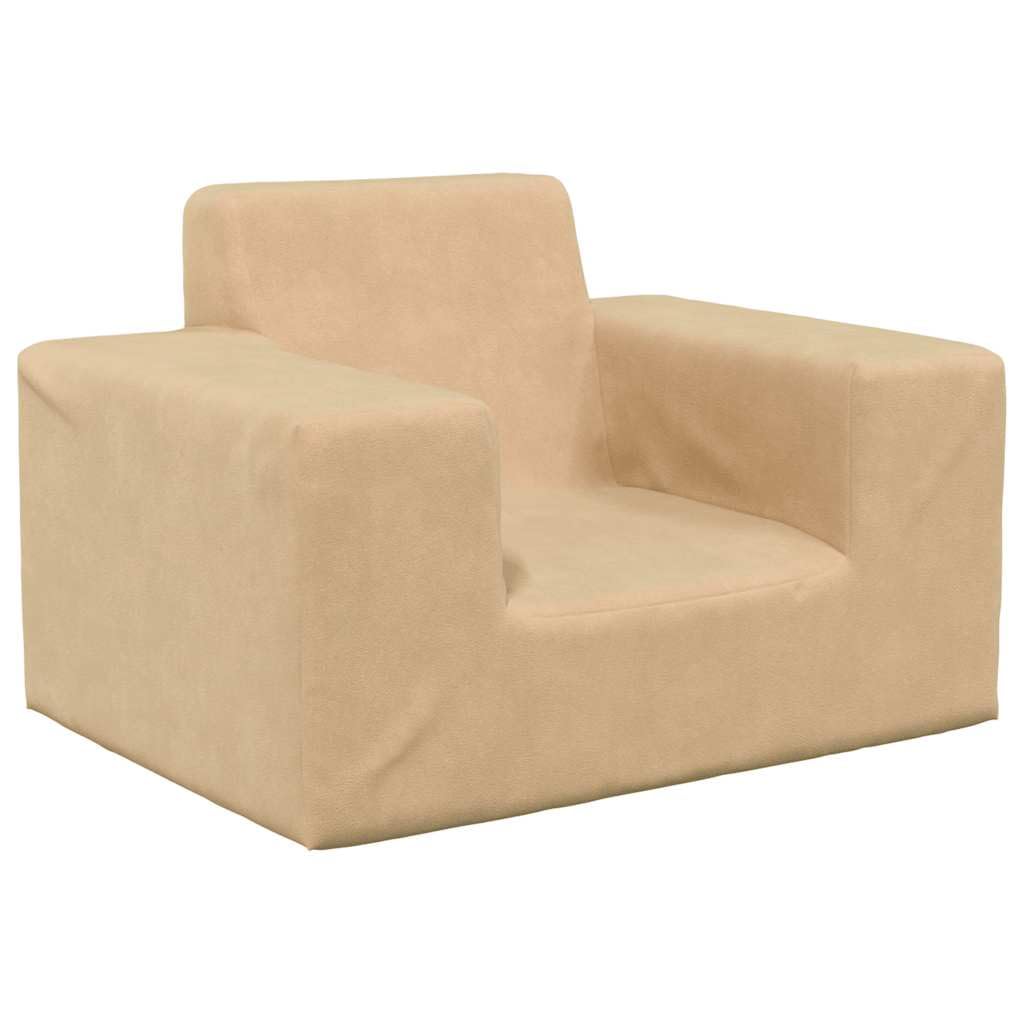 Sofa dziecięca kremowa, miękka pluszowa 52 x 38 x 34 cm ze zdejmowaną poszewką, wypełnienie piankowe, meble dziecięce do pokoju dziecięcego, nie zajmuje dużo miejsca, wygodna, trwała, łatwa do