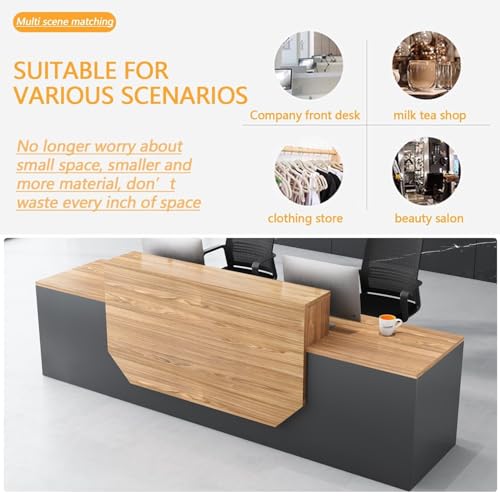 Modern Reception Desk with Counter,Large Front Desk Reception Counter with 2 Lockable Drawers and 2 Mobile Storage Cabinets,Receptionist Desks for Office,Salon,or Retail,L Shaped Checkout Counter
