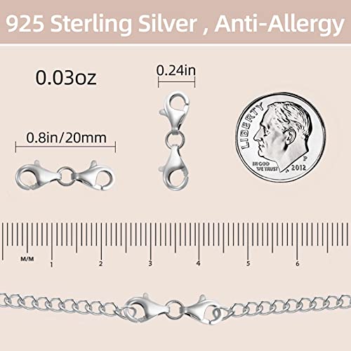 OHINGLT Double Lobster Claw Clasps 925 Sterling Silver Necklace Extender, Double End Design Necklace Clasps and Closures, Bracelet Connector Suitable for Jewelry Making