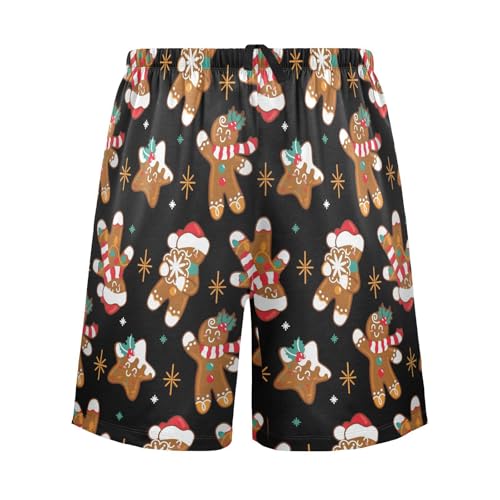 Vdsrup Mens Pajama Shorts Gingerbread Man Sleep Shorts Men Christmas Cookies Pajama Bottoms With Pockets Drawstring Lounge S2