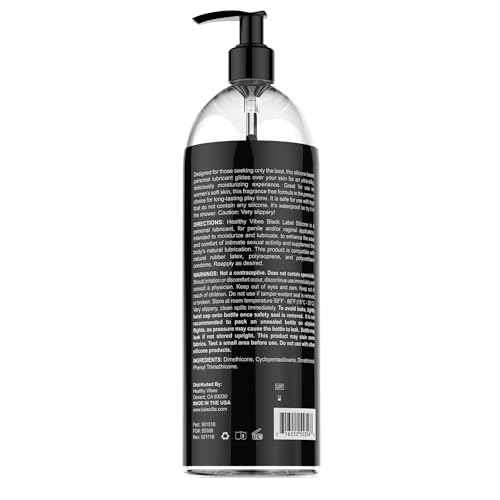 Image of Healthy Vibes Silicone Based Lube 32 oz for Latex Condoms & Hard Sex Toys, Long Lasting Easy Clean Gel Lubricant w /Hand Pump, Sexual Personal Privacy Enhancer for Men Women Couples Anal Lubrification