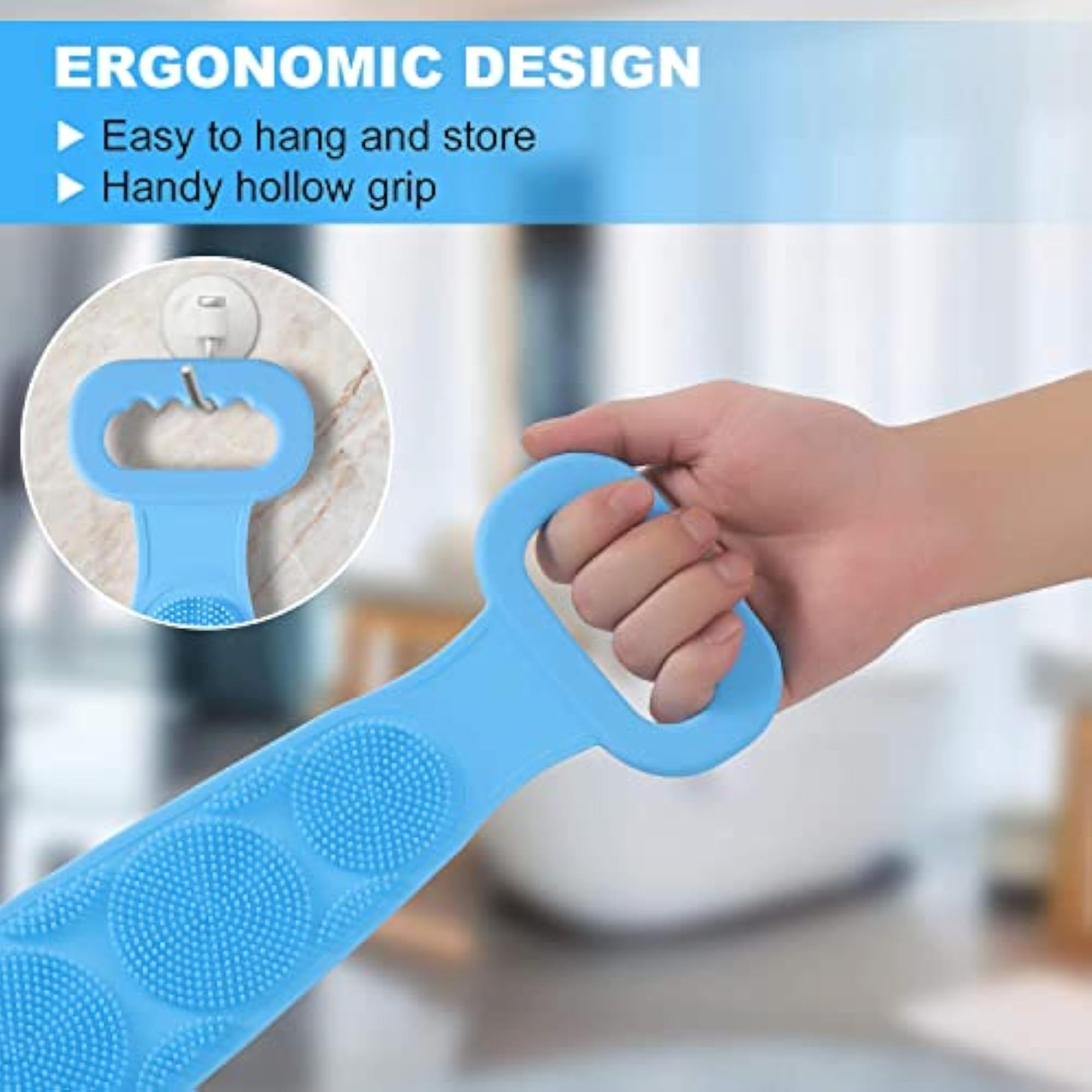 Silicone Bath Body Brush, Long Exfoliating Back Scrubber