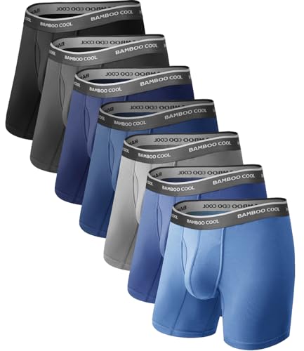 Image of BAMBOO COOL Men's Underwear Breathable Boxer Briefs with Fly Moisture-Wicking Lightweight Underwear 7-Pack