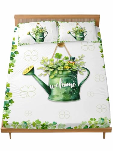 Gehucoxee Fitted Sheet and Pillowcases Set Full Size, St Patrick's