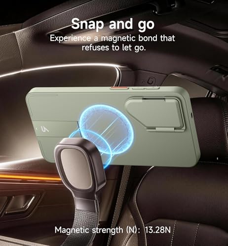 Image of SURITCH for Samsung Galaxy S26 Plus Phone Case, Magnetic Protective Cover with Camera Cover & Adjustable Metal Kickstand for Galaxy S26 Plus -Sage Green