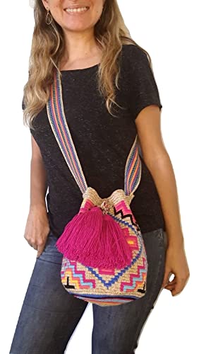 MEDIUM - - COLORFUL Wayuu Mochila Bag For Women original bolsa tejida colombiana authentic crochet pattern Gift from Colombia (Design 60 - Medium)4