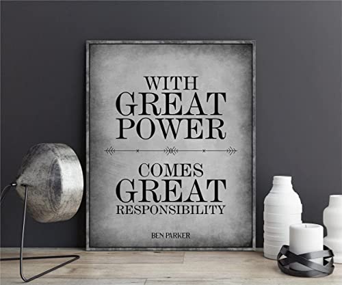 With Great Power,Comes Great Responsibility Vintage Tin Sign Home Wall Decor Art Room for Home Office Bedroom Living Metal Funny Decoration Housewarming Gift 8″x12″