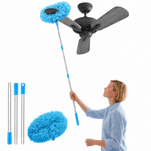 Image of Maxoshine Fan Cleaner Brush with Long Rod Flexible Fan Cleaning Mop Microfiber Dust Cleaner Foldable Duster Microfiber Duster for Cleaning of Home, Kitchen, Car