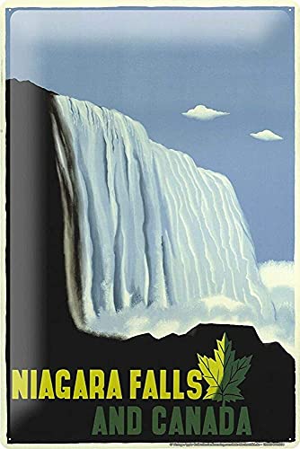 Vintage World Tour Niagara Falls Theme Retro Wall Decor Sign Bar Dining Room Living Room Kitchen Garage Metal Tin Sign (Aluminum) 16 x 12 inches