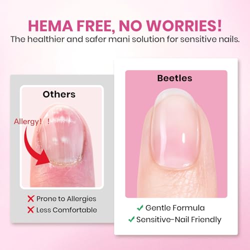 Image of Beetles Soft Gel Nail Kit Almond Short 288pcs 12 Sizes Nail Tips with Glue