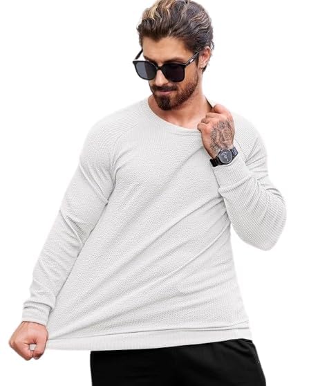White Mens Stripes Full Sleeve Polycotton Tshirt| Comfortable, Breathable, Lightweight & Stylish-picture-29