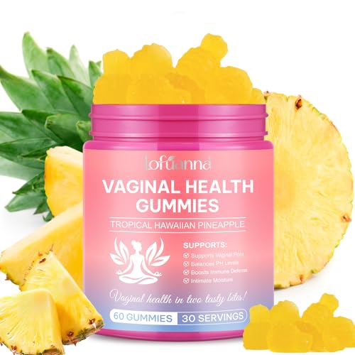 Gommes probiotiques vaginales premium - compléments pour la santé féminine, équilibre du pH, soutien immunitaire et santé intestinale, goût ananas, sans gluten