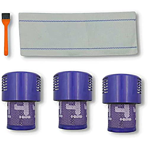 Polj - Kompatibel mit Filter für Dyson V10 SV12 - Sparset 3 Ersatzfilter waschbar mit Bürste und Reinigungstuch