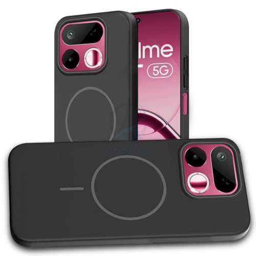 Image of AESTMO Shockproof Back Case Cover for Realme 16T 5G | Slim Hard Shell | Hard Back Cover for Realme 16T 5G (Compatible with MagSafe Accessories, Black)