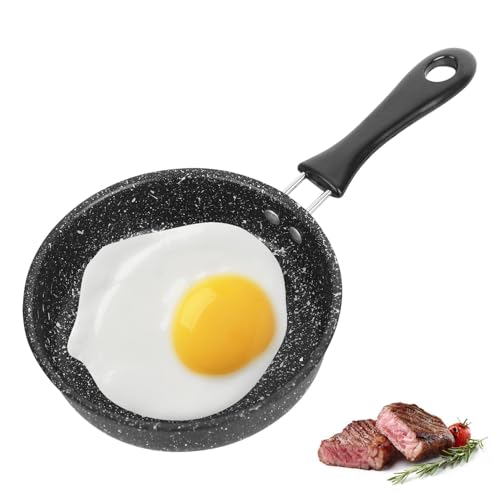 Mini Frying Pan 14 cm Non-Stick Granite Coating Portable Aluminum Pan for Eggs Camping Small Kitchen Black