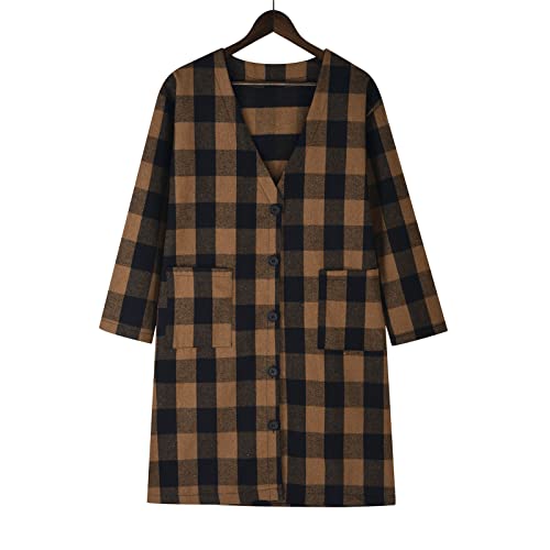 Amikadom Jaqueta feminina hippie medieval xadrez Shacket Shacket roupa para mulheres forrada de lã s