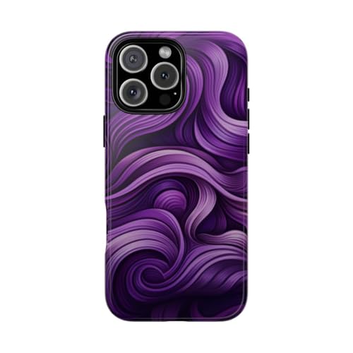 Coque iPhone 16 Pro Max motif vague tourbillonnante violette rigide antichoc