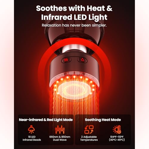 BOB AND BRAD T2 Ultra Massage Gun with Heat & Infrared LED Light, 10mm - Image 3