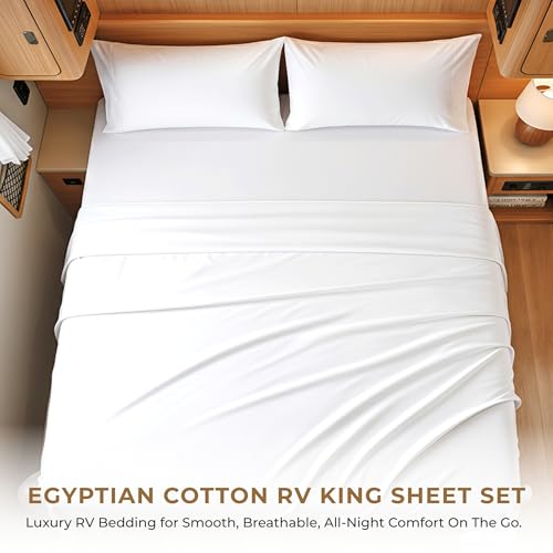 Image of SGI bedding 100% Egyptian Cotton Sheets RV King Size - 600 Thread Count Sheets Set, Soft, Cooling, 15 inch Deep Pocket, Luxury Hotel Bedding, Breathable, Durable - White