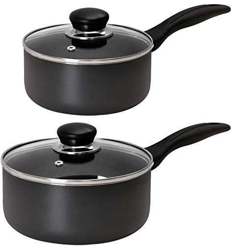 Utopia Kitchen Nonstick Saucepan Set - 1 Quart and 2 Quart - Glass