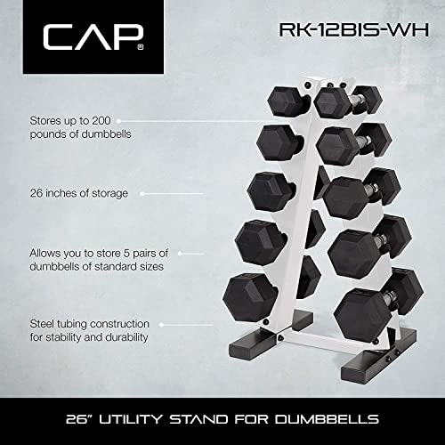 CAP-Barbell-150-LB-Dumbbell-Set-with-Rack-Color-Series