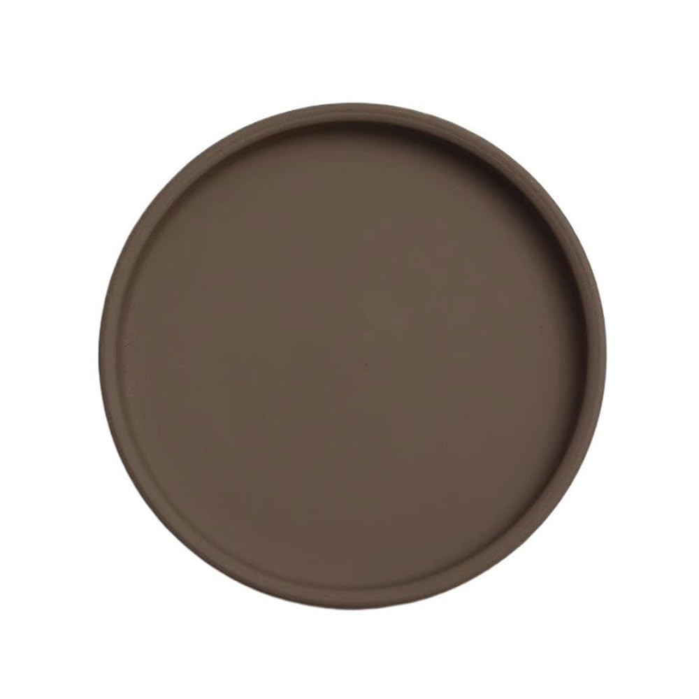 Prettiee plant dish saucer Round Simple Pallet Drip Tray, Ceramic Plant Pot Saucer for Indoor Outdoor (Bruin M)