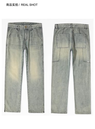 Jeans Pants Trousers Denim Spring/Summer Versatile Loose Water Washed Vintage Men's High Street Handsome Straight 7