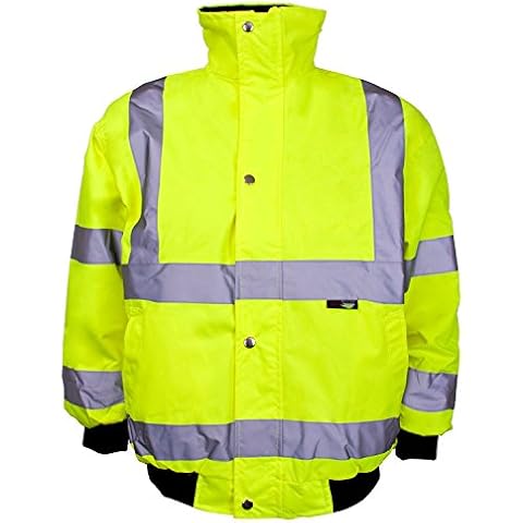 SuperTouch Kids Children's Junior Hi Vis High Viz Visibility Safety Waterproof Bomber Jacket (Age 10-12 Years, Hi Vis Yellow) Cover