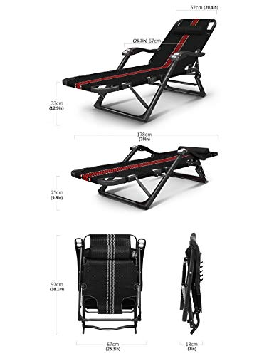 Bain de soleil pliable réglable multi-positions lit plat avec coussin