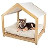 Dog House – 30×24-Inch Indoor Dog House with Soft Cushion and Adjustable Canopy – Wood Dog Furniture for Small to Medium Pets up to 70lbs by PETMAKER