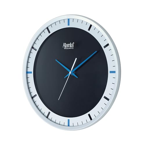 Image of Ajanta 1007 Wall Clock (12.8 Inch / 326mm) - Silent Sweep Non-Ticking Movement - Stylish Blue Home Decor Clock for Living Room, Bedroom, Kitchen