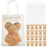 Juego de 20 regalos para baby shower, 12.0 x 12.0 in, suaves y bonitas toallas de oso con bolsa exquisita para bodas, San Valentín, suministros para fiestas de cumpleaños, color marrón claro