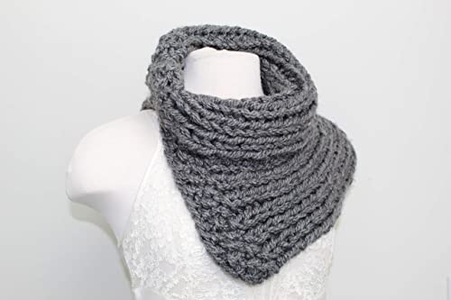 Split Scarf Knit Cowl Grey2