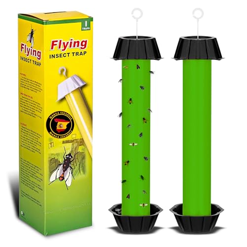 Trampa Moscas y Mosquitos 2 Unidades | Fly Trap Interior y Exterior | Fruit Fly Trap Sin Tóxicos | Segura para Niños y Mascotas, Repele Moscas