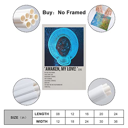 Hitoto Music Posters For Room Aesthetic 90S Childish Gambino Awaken My Love 2016 Canvas Art Poster And Wall Hanging Decor Modern Family Corridor Bedroom 12X18Inch(30X45Cm) #TOP1