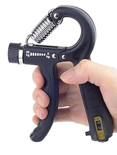KAILIMENG Gripper - Hand Grip Strengthener with Counter, Adjustable Resistance from 11-132 LB (5-60 KG), Strength Training for Fingers, Metal Black