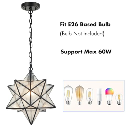 Image of CLAXY 14 inch Moravian Star Pendant Light Seeded Glass Star Lights