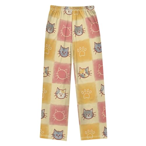 Cats and Paw Boys Pants Boys Athletic Pants Long Pant for Boywith Pockets Wide-Leg Size 6-14Y2