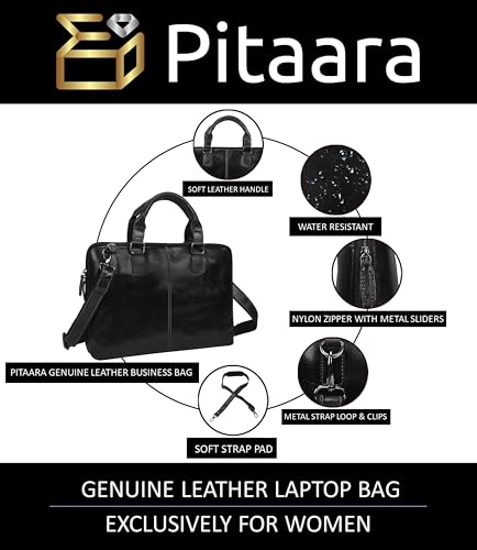 Pitaara Genuine Leather Women's Laptop Bag For Laptops Size 14"4