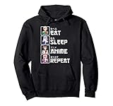 regalo kawaii otaku - eat sleep anime repeat - carino anime felpa con cappuccio