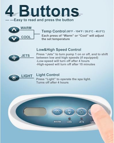 CTcar Ersetzt das Balboa 53238 4-Tasten-Bedienfeld für das Balboa VL200 Mini-Oval-Heizsystem mit 2,13 m Kabel 55472 (Oberseite) und 11393 (Auflage)