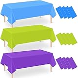 12 Pack Monster Plastic Tablecloth for Rectangle Tables, Blue Green Purple Disposable Table Cover, Rectangle Table Cloth for Birthday Monster University Party Supplies Decorations, 54 x 108 Inch