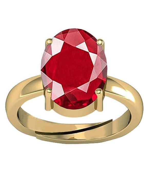 dugu gemd 15.25 ratti / 14.00 carat certified natural ruby stone gold plated adjustable ring for men and women