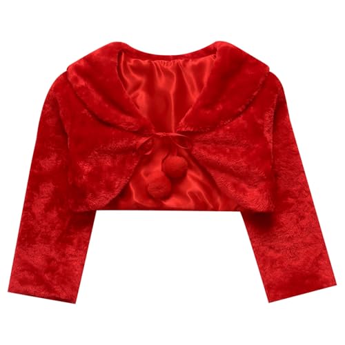 Flower Girls Dress Wrap Long Sleeve Faux Fur Shrug Cardigan Shawl Coat for Wedding Party