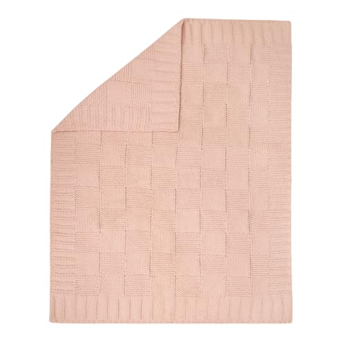 Image of Living Textiles Pink Checkered Chenille Soft Baby Blanket Reversible Premium Cozy Fabric for Best Comfort - for Infant,Toddler,Newborn,Nursery,Girl,Throw,Crib,Stroller,Gift, Pink Check 40x30