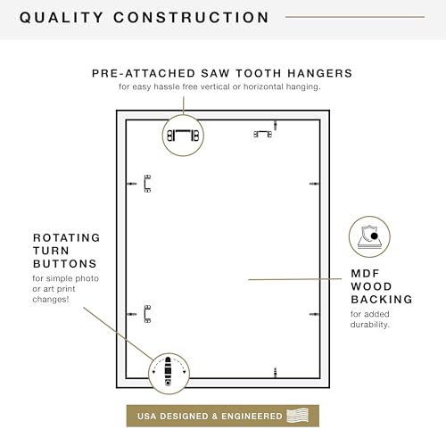 MCS Studio Gallery 18x24 Poster Frame Black Woodgrain, Vertical & Horizontal Wall Hanging Large Picture Frame for Photos, Posters & Art Prints (2-Pack)
