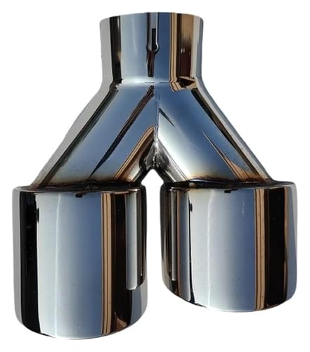 Silencieux sortie forme double tuyau d'échappement voiture 63.5mm universel fini sergé brillant